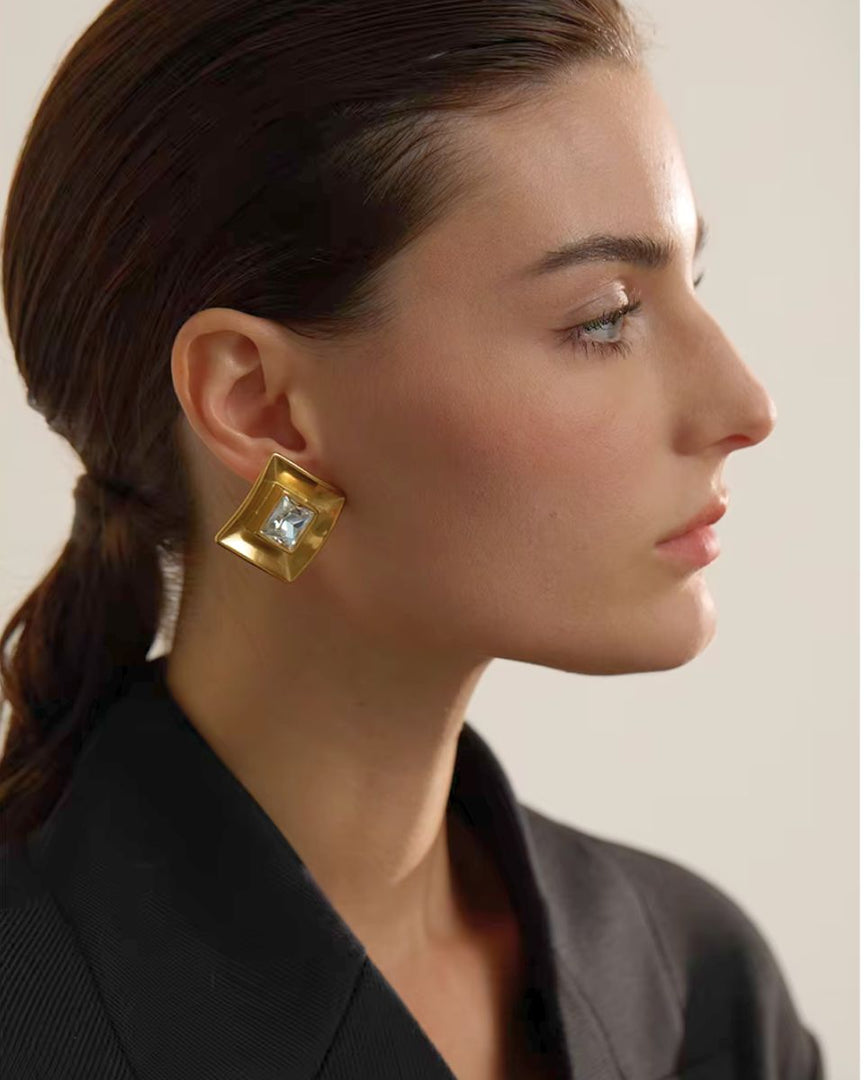 Brincos Stud Cristal Transparente