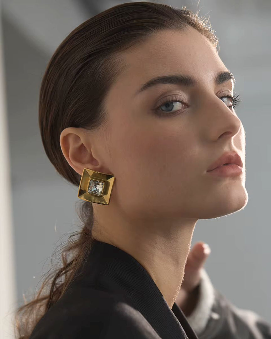 Brincos Stud Cristal Transparente