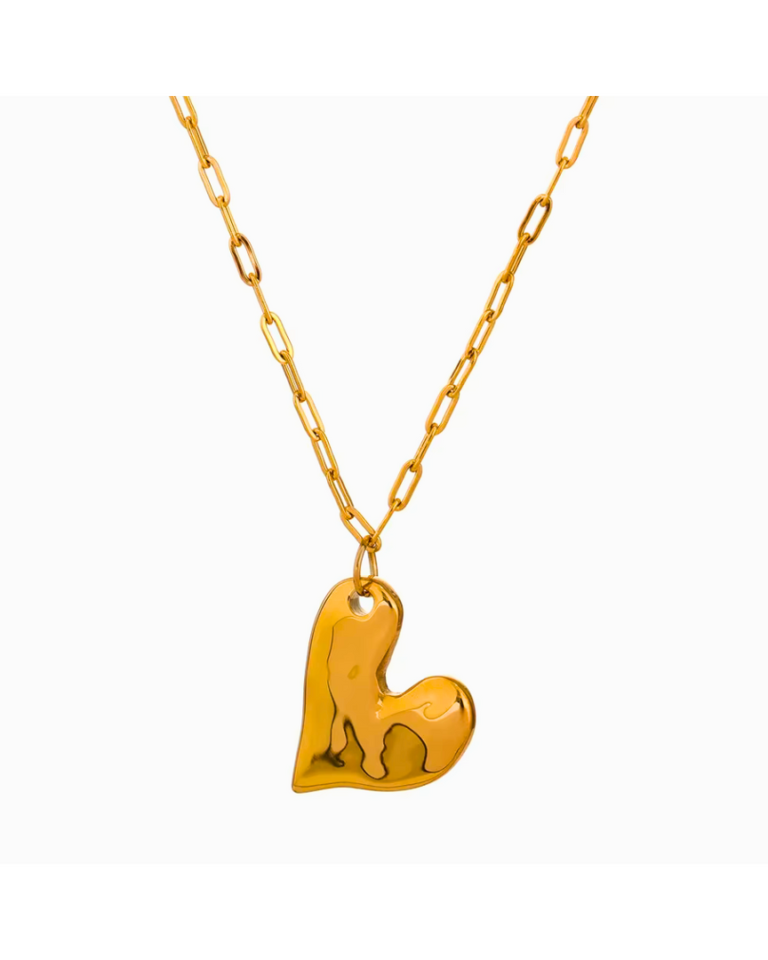 Colar Coração Dourado com Corrente